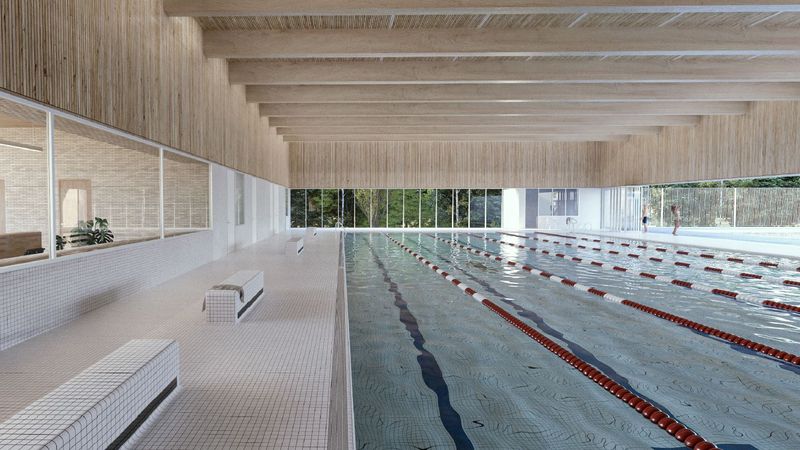 La piscine des Dervallière va connaître une transformation majeure avec la construction d’un bassin couvert (crédit : Agence Raum)
