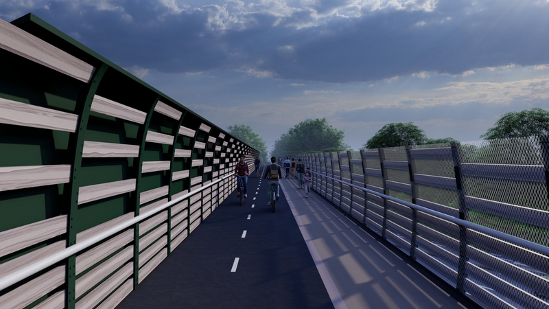 La voie verte accueillie sur le nouveau pont de Babinière. La voie verte accueillie sur le nouveau pont de Babinière.