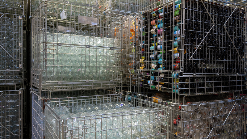 La première machine de la ligne de lavage est capable de sortir tous types de contenants des palettes, caisses… dans lesquelles ils arrivent pour les installer sur le convoyeur.