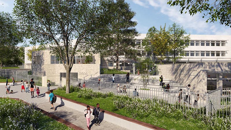 L’agrandissement de l’école Alain-Fournier, rue du Bois-Hardy © IDEA architectes.
